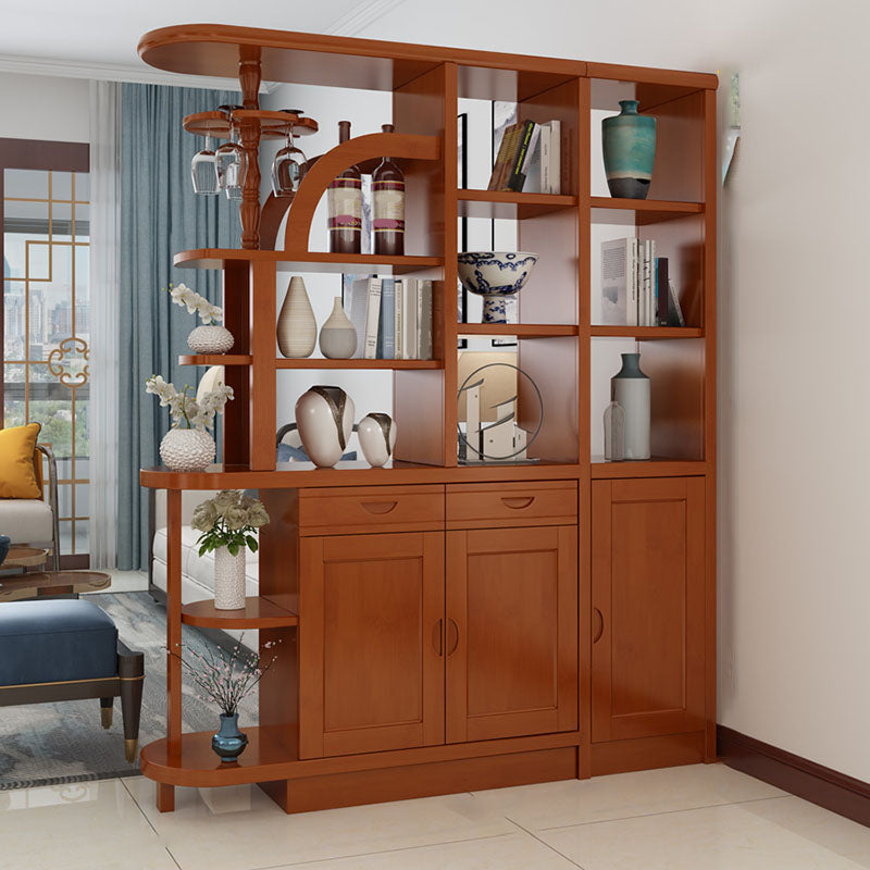 Contemporary 2-drawer Solid Wood 74.8" Tall Accent Cabinet with Doors