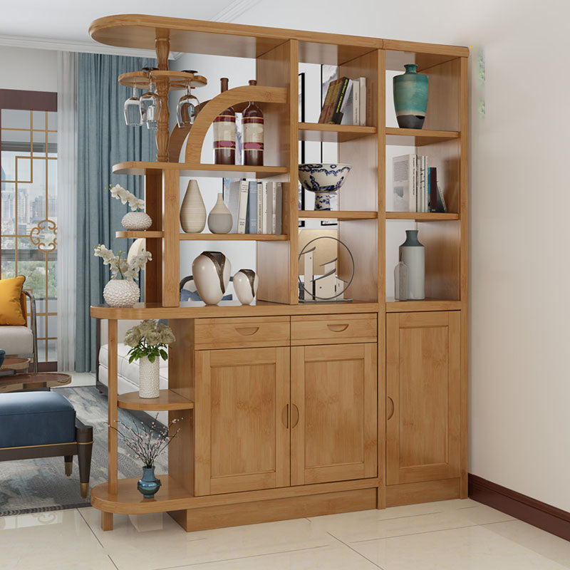 Contemporary 2-drawer Solid Wood 74.8" Tall Accent Cabinet with Doors
