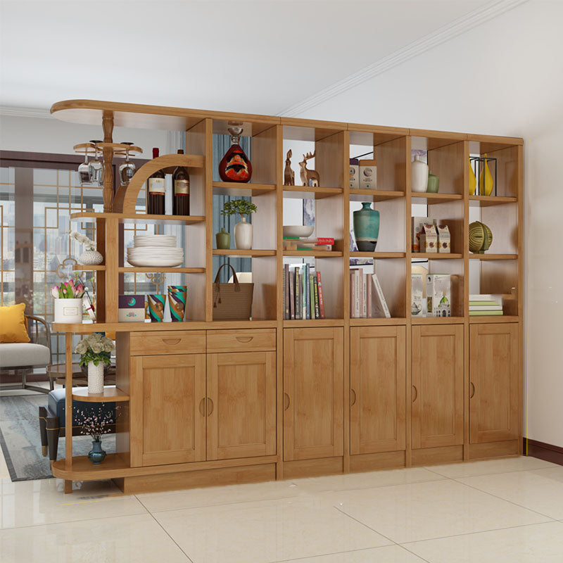 Contemporary 2-drawer Solid Wood 74.8" Tall Accent Cabinet with Doors
