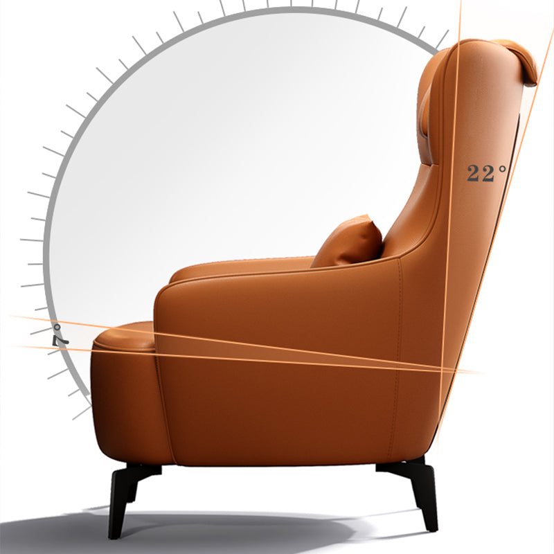 Contemporary Orange Accent Armchair with Solid Wood Frame and Metal Legs