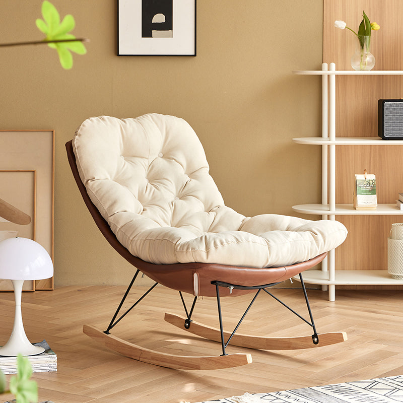 Scandinavian Parsons Chair with Beige Tufted Back and Sled Base