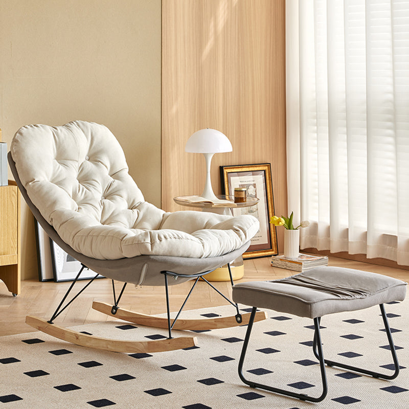 Scandinavian Parsons Chair with Beige Tufted Back and Sled Base