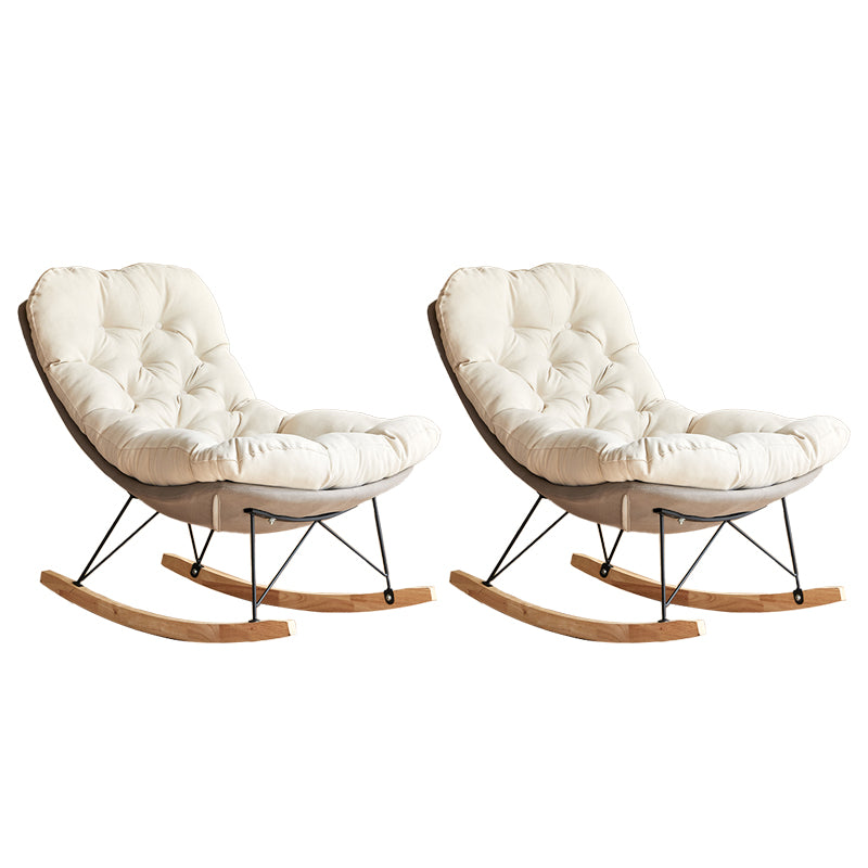 Scandinavian Parsons Chair with Beige Tufted Back and Sled Base