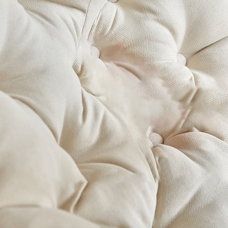 Scandinavian Parsons Chair with Beige Tufted Back and Sled Base