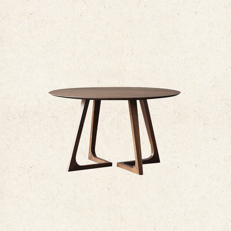 Single Round Sled Solid Wood Medium Wood Coffee Cocktail Table