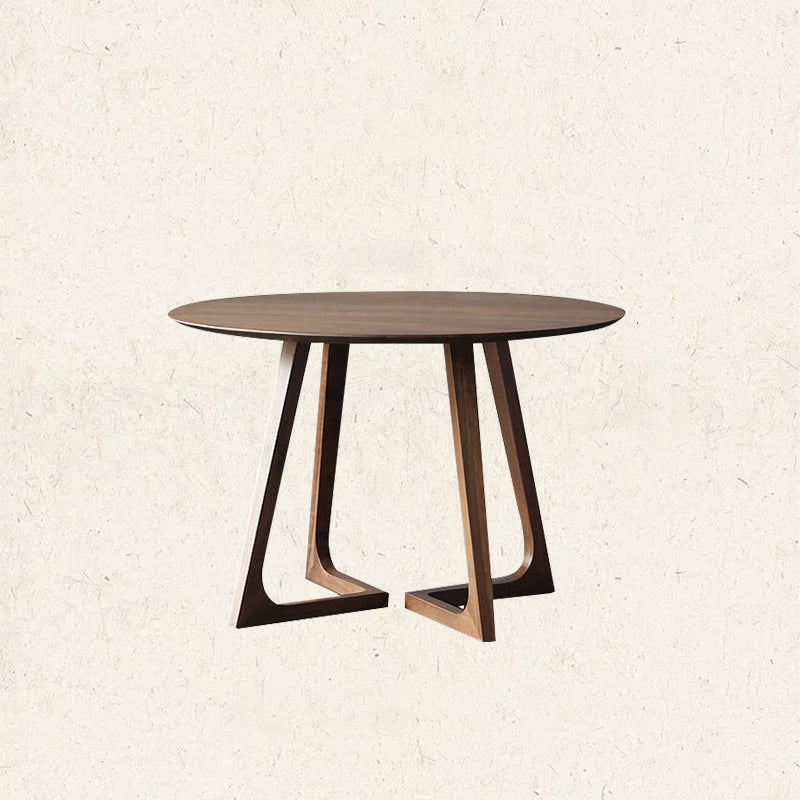 Single Round Sled Solid Wood Medium Wood Coffee Cocktail Table