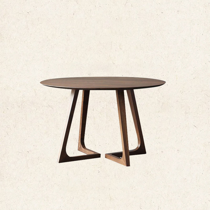 Single Round Sled Solid Wood Medium Wood Coffee Cocktail Table
