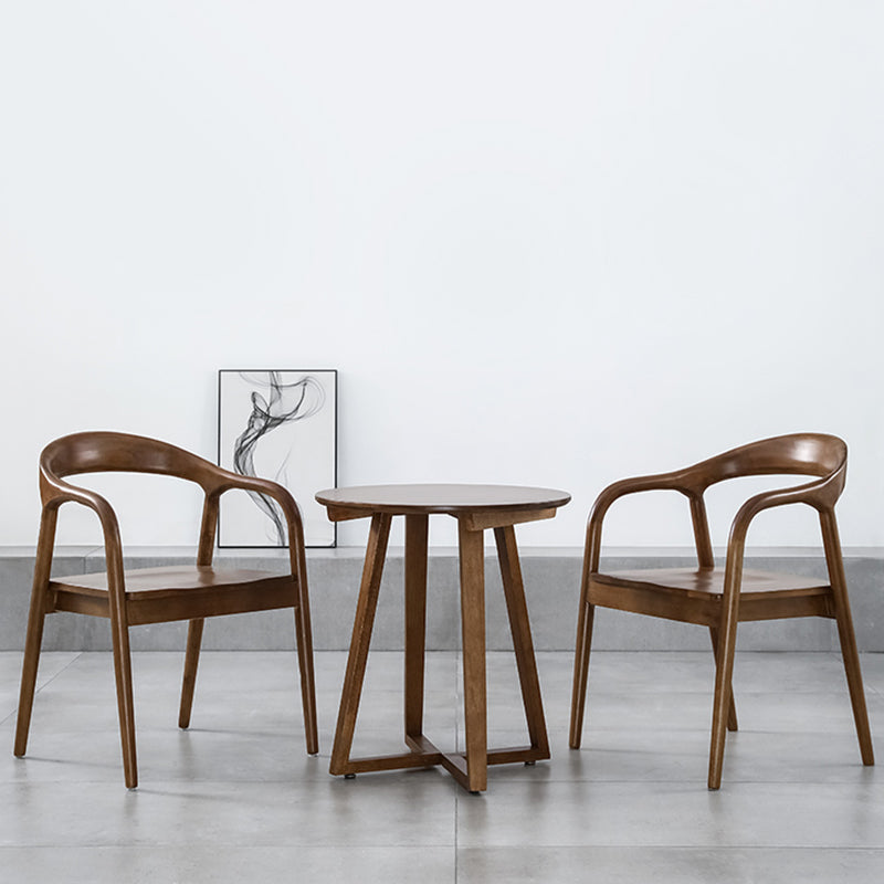 Single Round Sled Solid Wood Medium Wood Coffee Cocktail Table