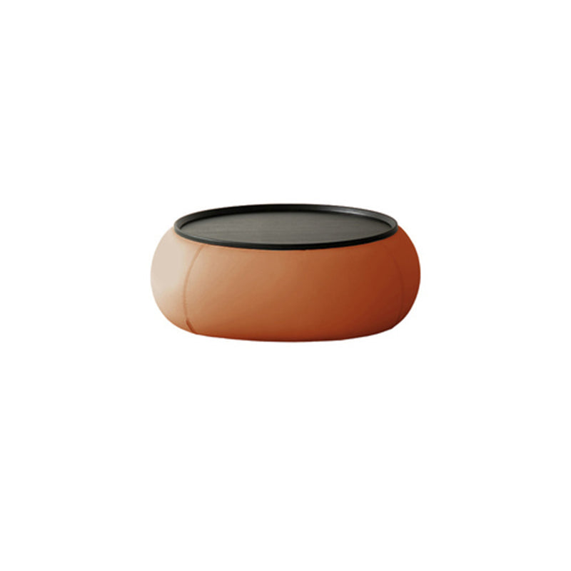 Contemporary Round Wooden Black Coffee Cocktail Table with Storage