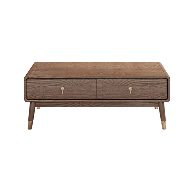 27" Wide Glam 4 Legs Solid Wood Rectangular Coffee Table with Storage