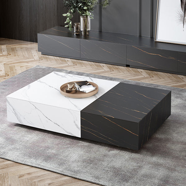 27" Wide Block Slate Rectangular Coffee Cocktail Table with Storage