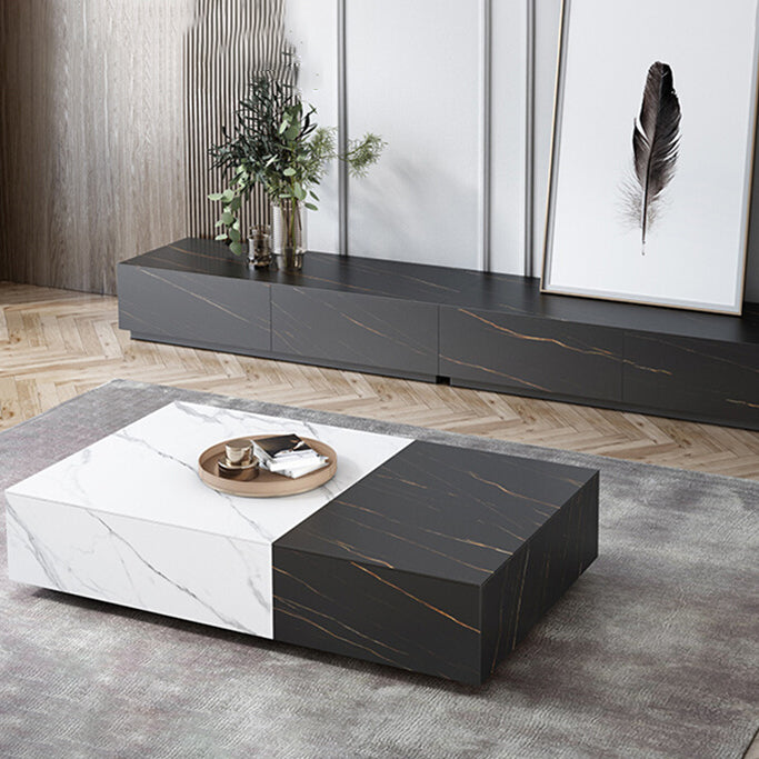 27" Wide Block Slate Rectangular Coffee Cocktail Table with Storage