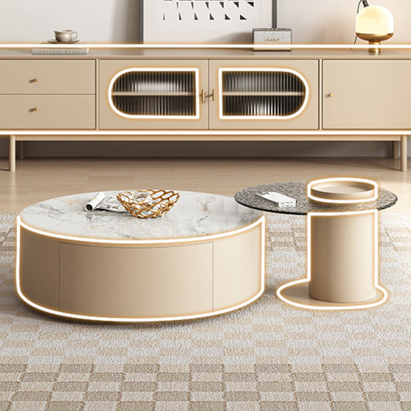 Contemporary Slate and Wood Bedroom Coffee Or End Table with Drawer