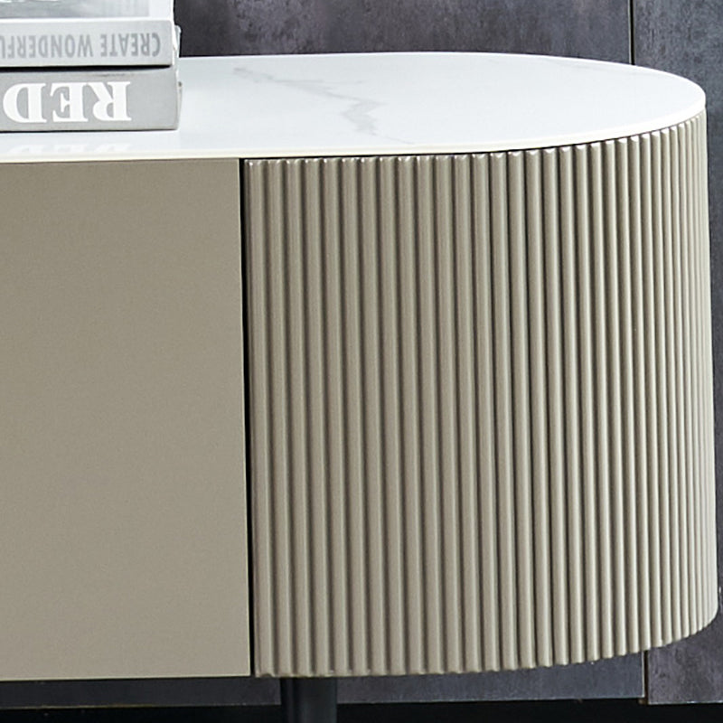 White Slate Bedroom Rectangle and Round Modern Coffee Or End Table with Storage