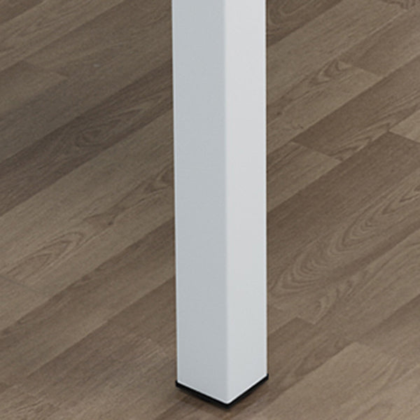 Modern White Rectangular Glass Top Dining Table with Double Pedestal