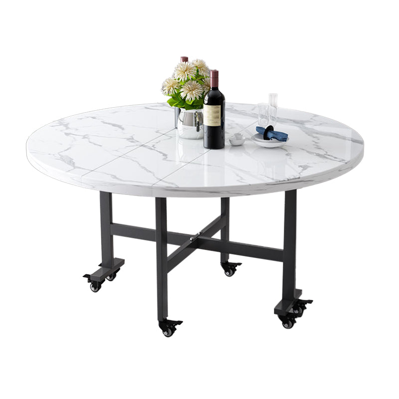 Modern Round Easy Folding Wooden Dining Table with Double Drop Leaf