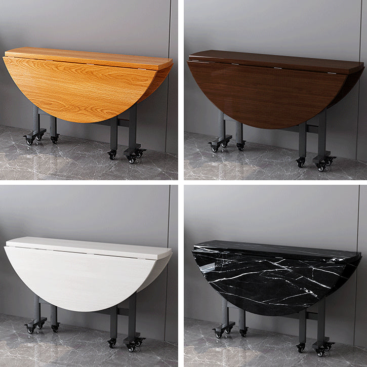 Modern Round Easy Folding Wooden Dining Table with Double Drop Leaf
