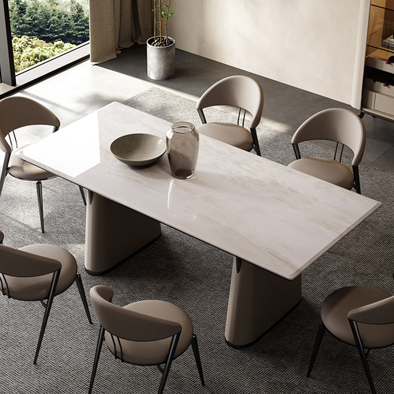1/5/7 Pieces Modern Rectangle White Stone Dining Set for Home