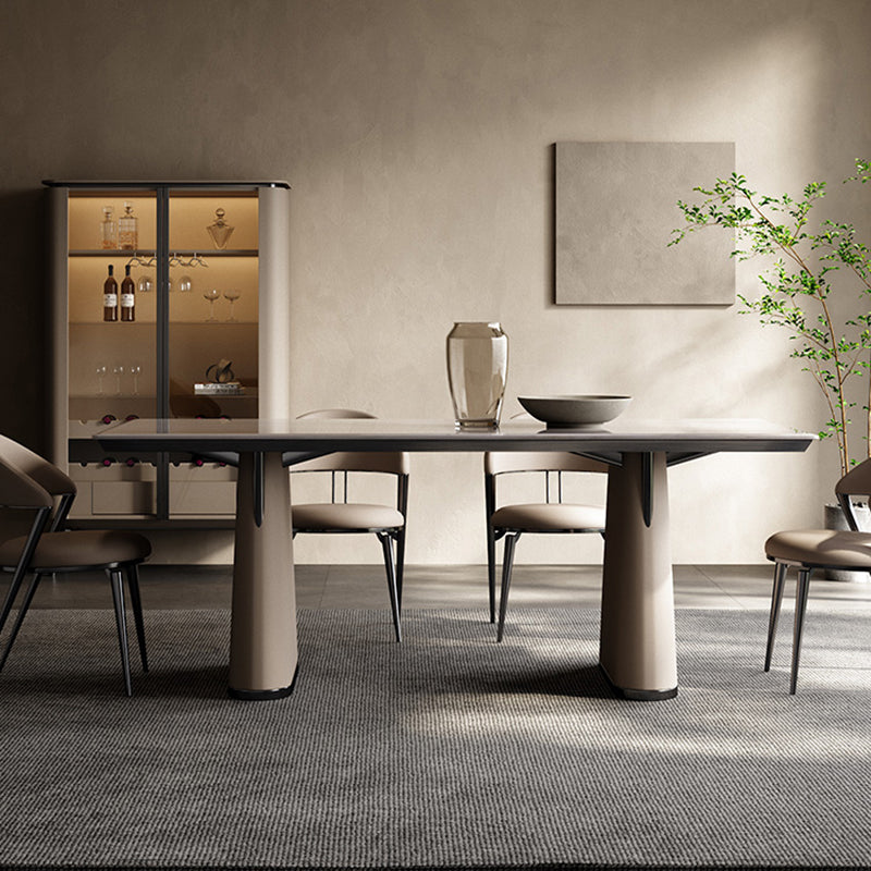 1/5/7 Pieces Modern Rectangle White Stone Dining Set for Home