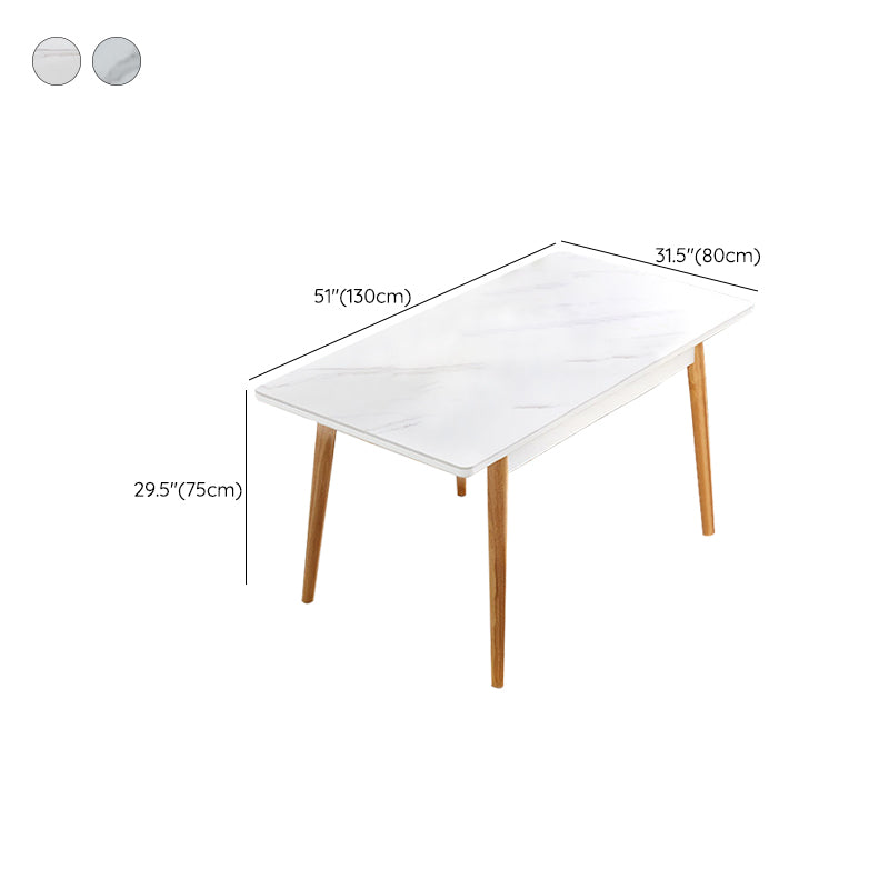 7 Pieces Modern Style White Top Solid Wood Base Dining Set for Home