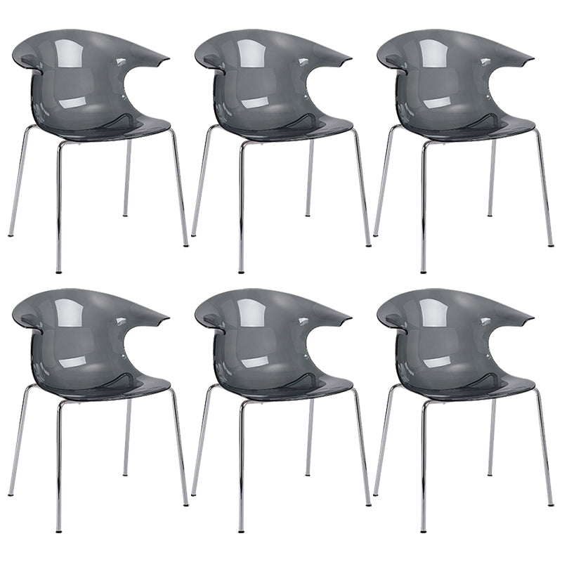 Modern Plastic Dining Room Silver Leg Wingback Dining Chairs