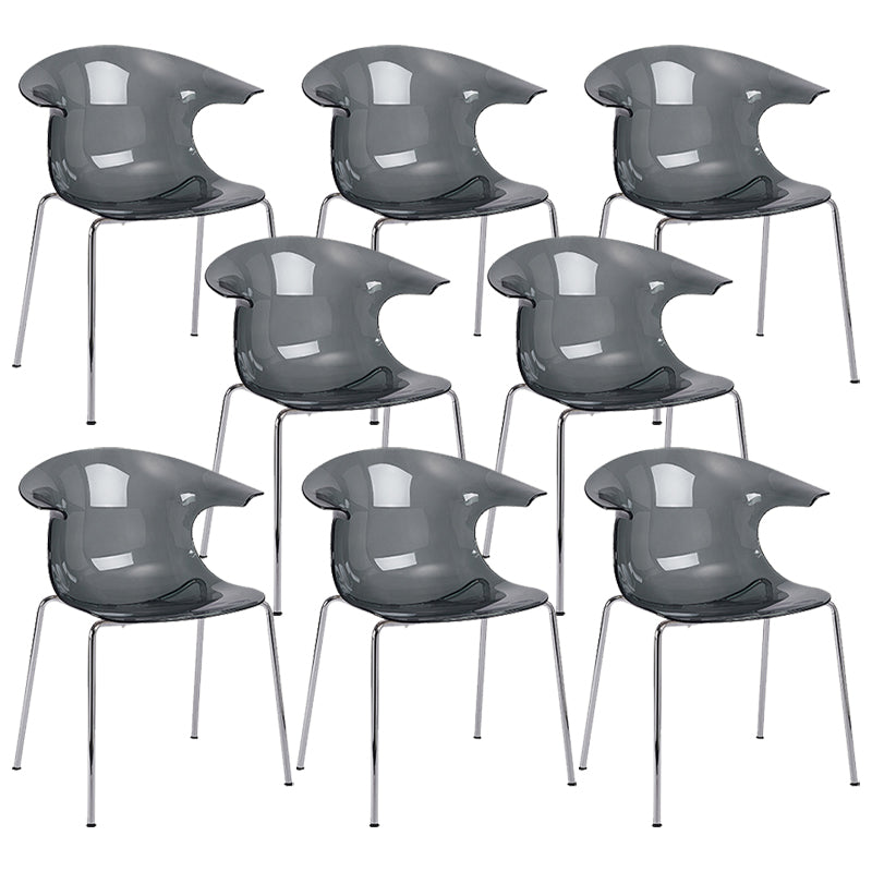 Modern Plastic Dining Room Silver Leg Wingback Dining Chairs