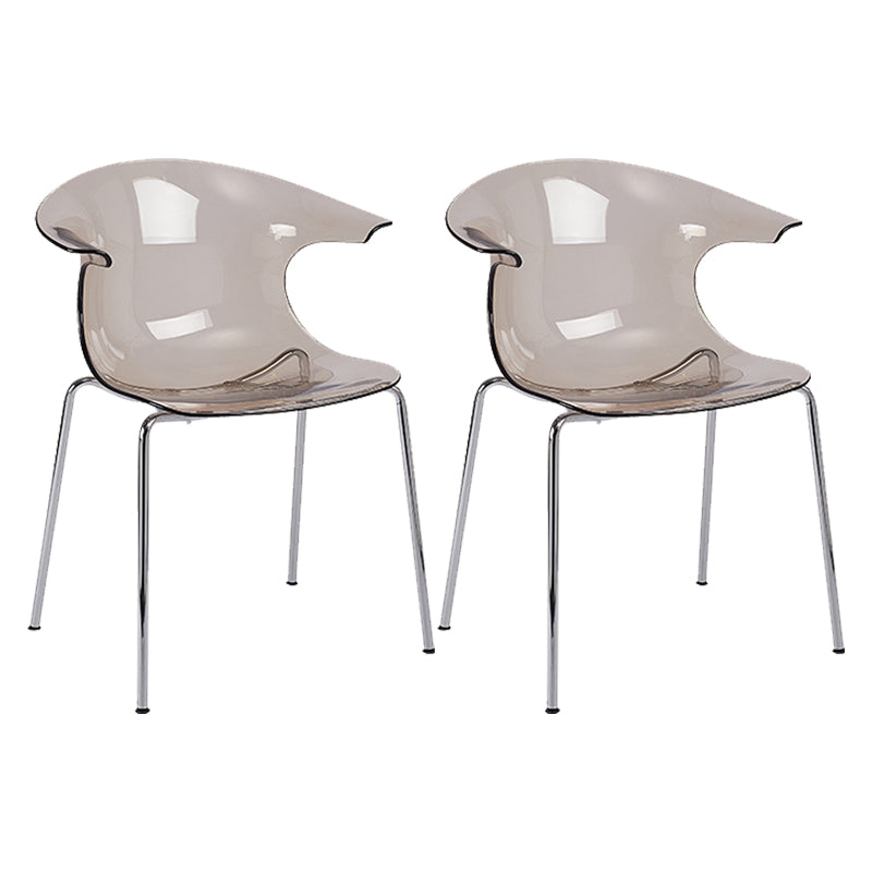 Modern Plastic Dining Room Silver Leg Wingback Dining Chairs