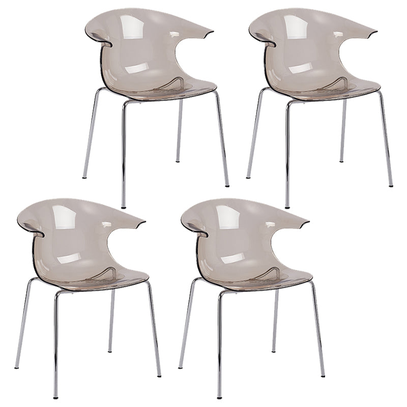 Modern Plastic Dining Room Silver Leg Wingback Dining Chairs