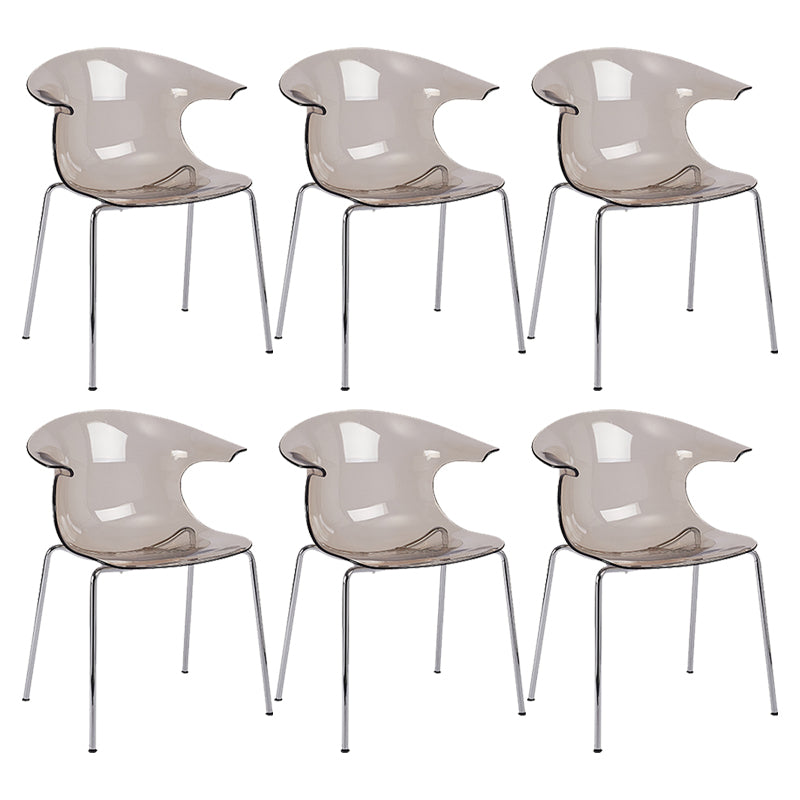 Modern Plastic Dining Room Silver Leg Wingback Dining Chairs