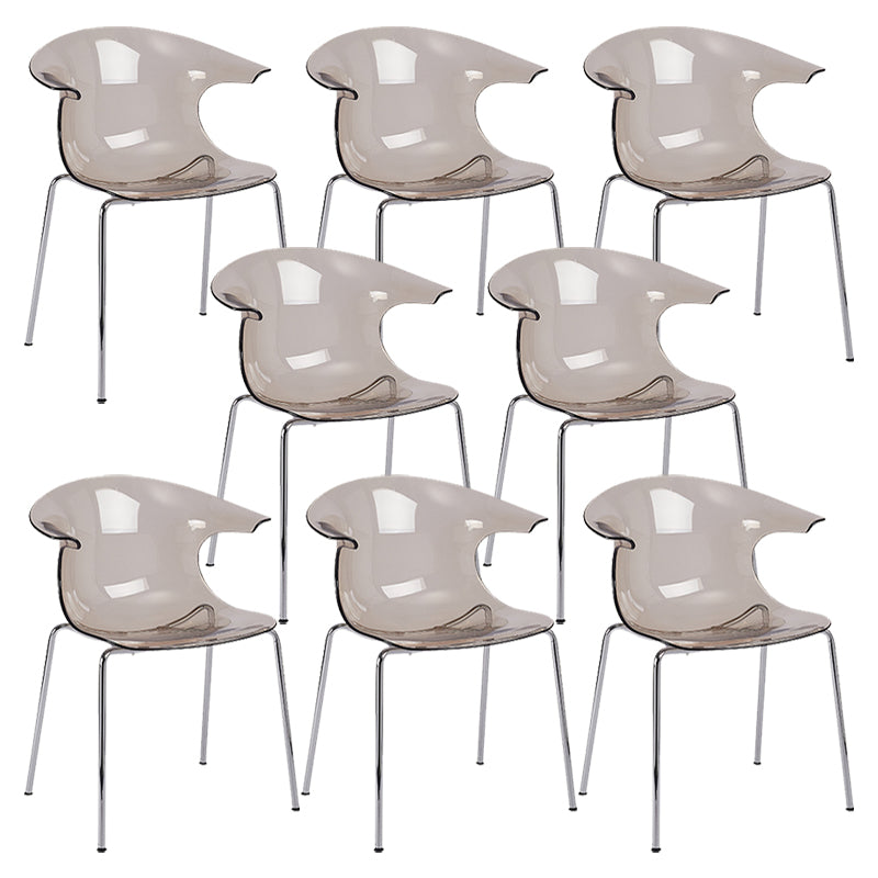 Modern Plastic Dining Room Silver Leg Wingback Dining Chairs