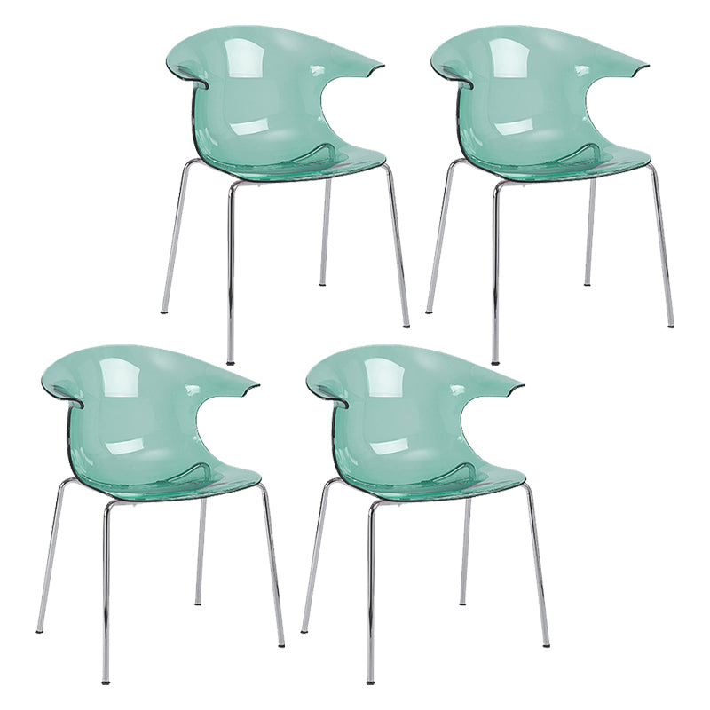 Modern Plastic Dining Room Silver Leg Wingback Dining Chairs