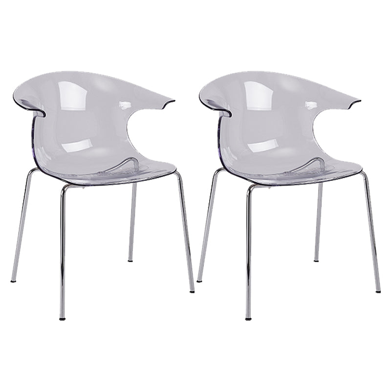 Modern Plastic Dining Room Silver Leg Wingback Dining Chairs