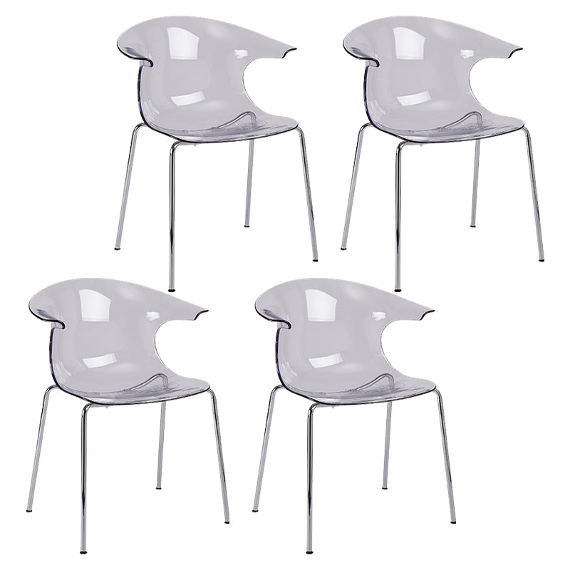 Modern Plastic Dining Room Silver Leg Wingback Dining Chairs