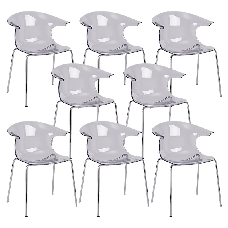 Modern Plastic Dining Room Silver Leg Wingback Dining Chairs