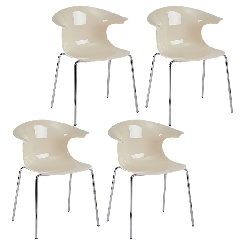 Modern Plastic Dining Room Silver Leg Wingback Dining Chairs