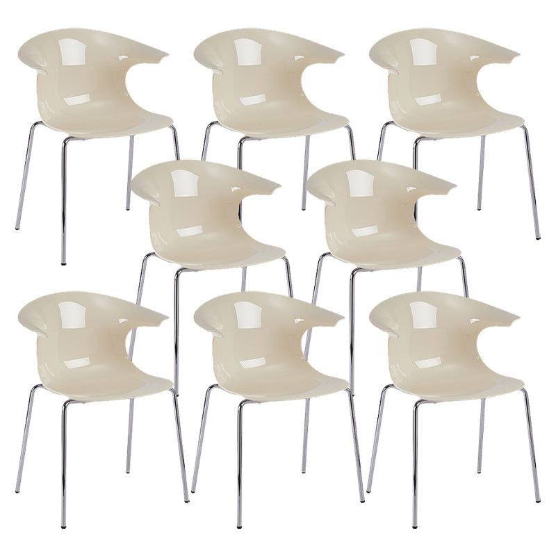 Modern Plastic Dining Room Silver Leg Wingback Dining Chairs