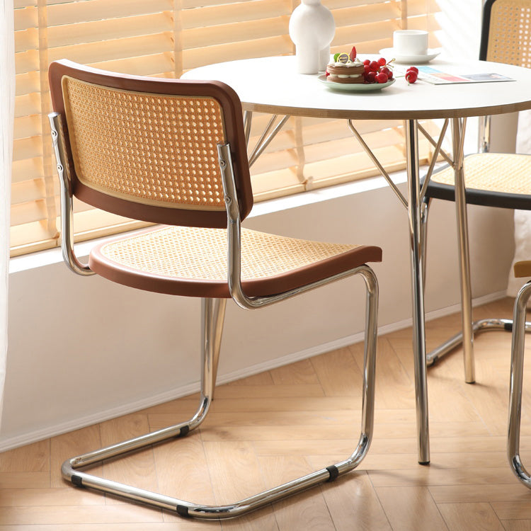 Contemporary Style Open Back Plastic Metal Base Dining Side Chair for Home