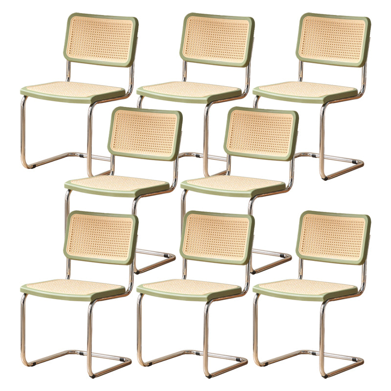 Contemporary Style Open Back Plastic Metal Base Dining Side Chair for Home