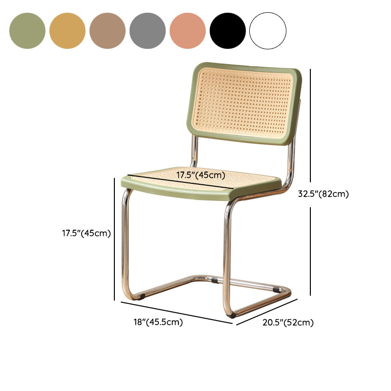 Contemporary Style Open Back Plastic Metal Base Dining Side Chair for Home