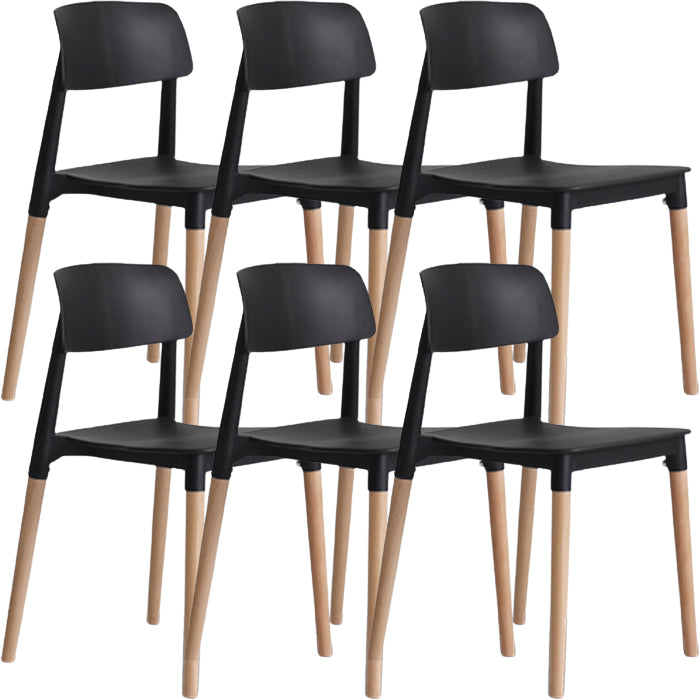 Plastic and Solid Wood Open Back Contemporary Dining Side Chair