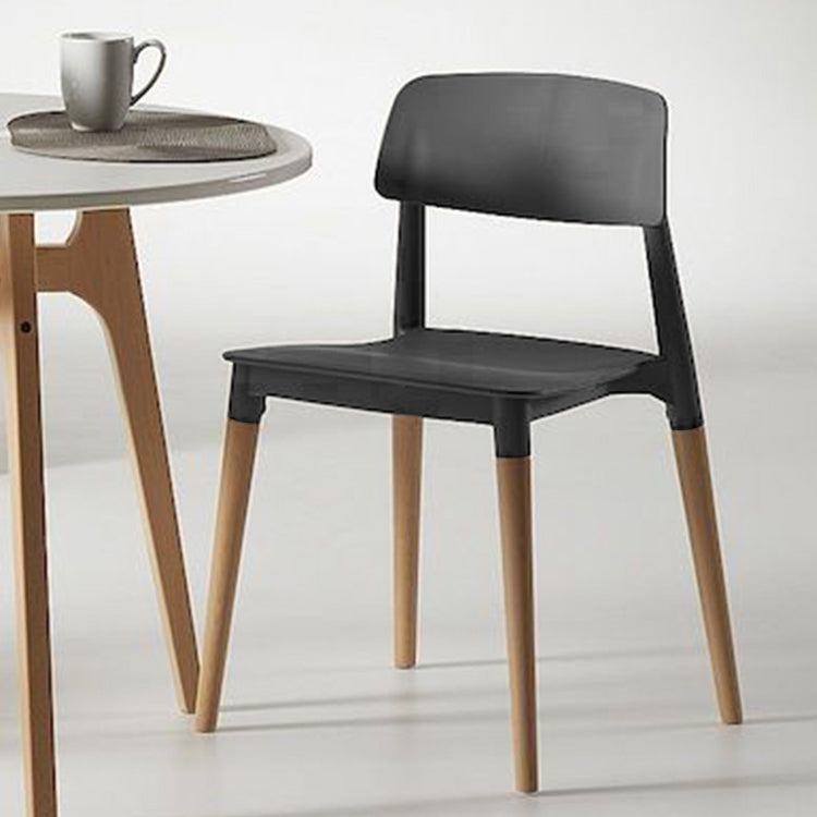 Plastic and Solid Wood Open Back Contemporary Dining Side Chair