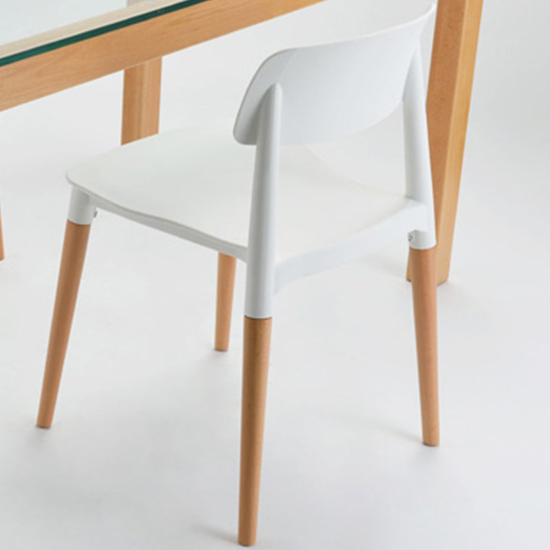 Plastic and Solid Wood Open Back Contemporary Dining Side Chair