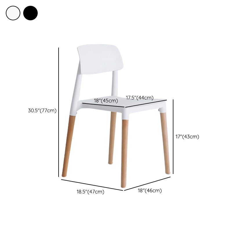 Plastic and Solid Wood Open Back Contemporary Dining Side Chair