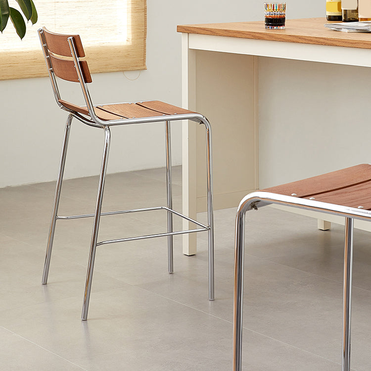 Contemporary Manufactured Wood Low Back Bar Stool with Footrest