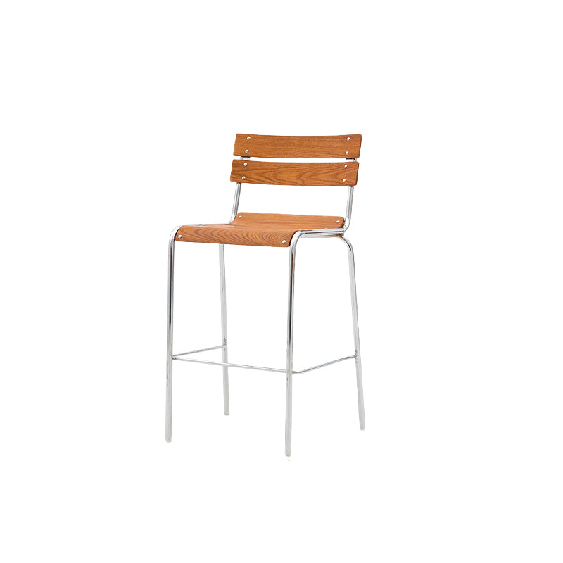 Contemporary Manufactured Wood Low Back Bar Stool with Footrest