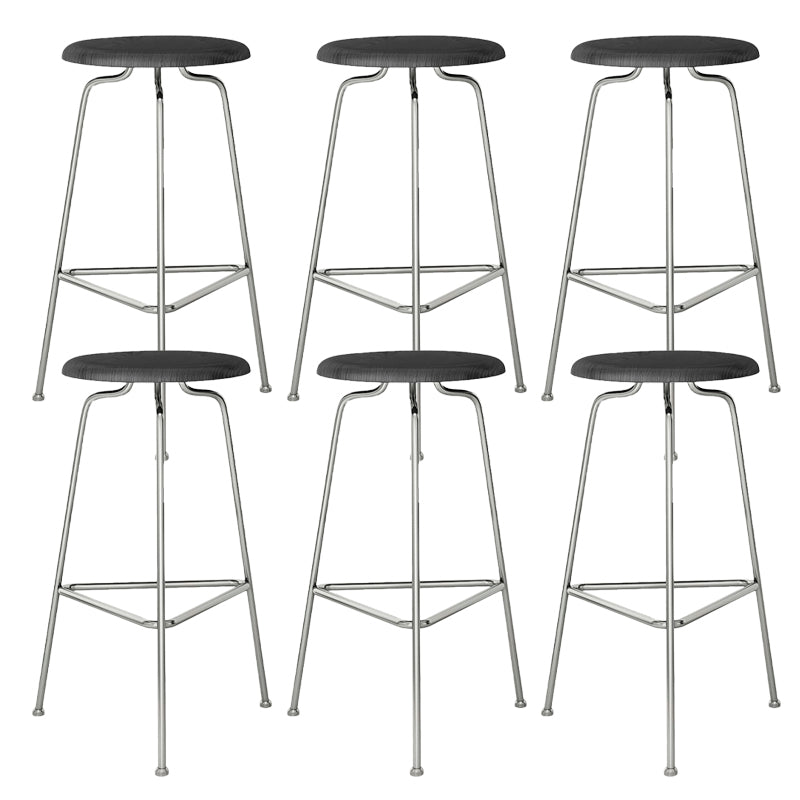 Contemporary Armless Round Backless Bar Stool with Metal Base