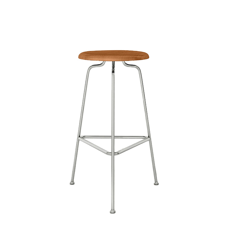 Contemporary Armless Round Backless Bar Stool with Metal Base