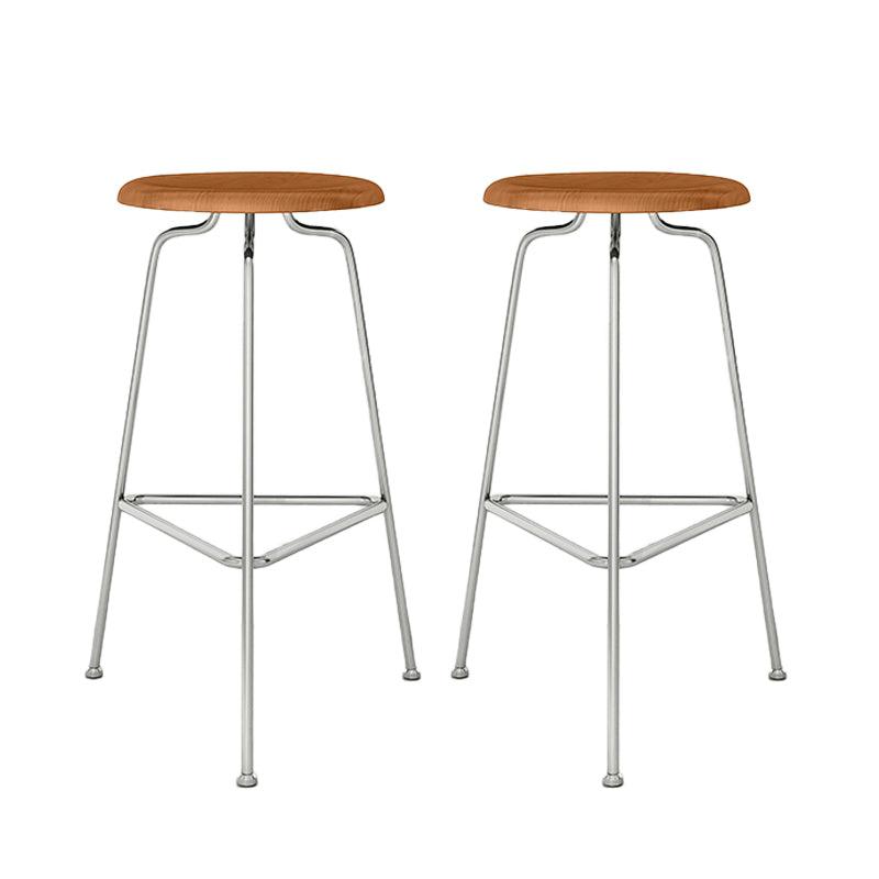 Contemporary Armless Round Backless Bar Stool with Metal Base