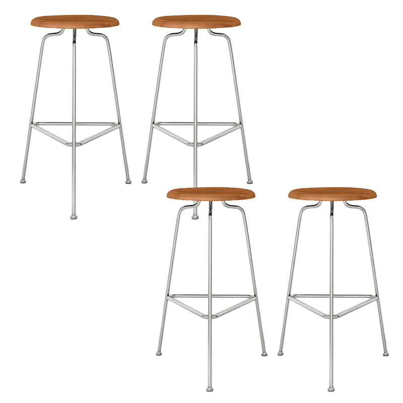Contemporary Armless Round Backless Bar Stool with Metal Base