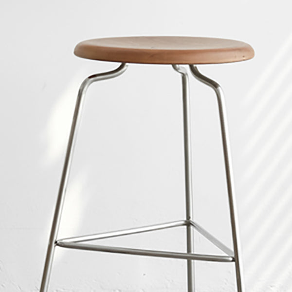 Contemporary Armless Round Backless Bar Stool with Metal Base